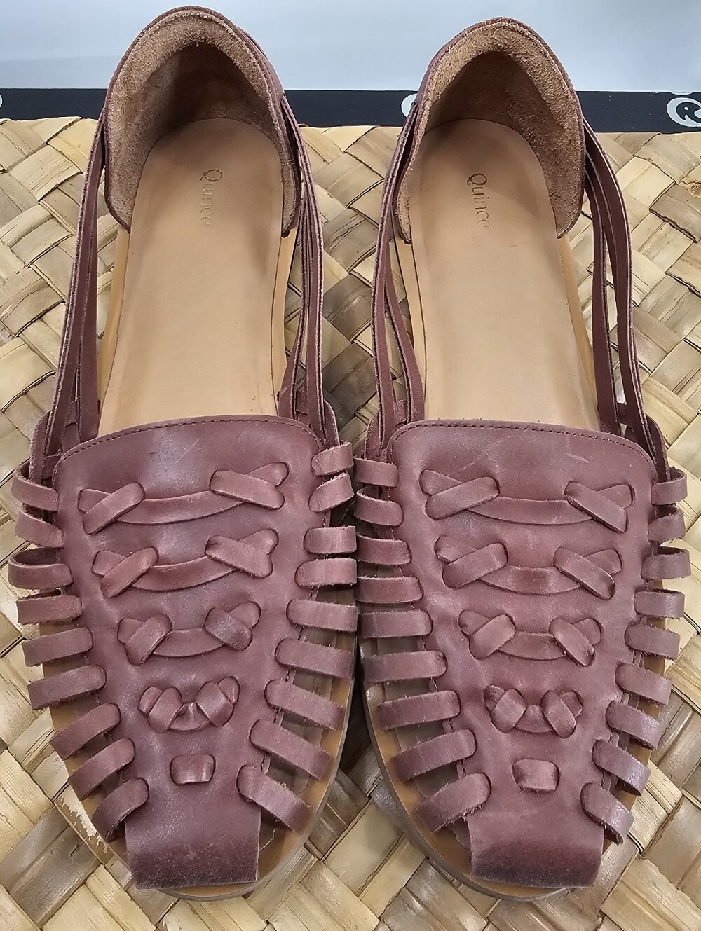 Quince Brown Braided Leather Huarache Flats Size 9 - Picture 3 of 11